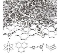 SUNNYCLUE 64 pcs Breloques Scientifiques Breloques de Chimie en Alliage D'Argent Antique Tibétain Enseignant École Étude Laboratoire Graduation Étudiant Étude Apprendre Charme pour la Fabrication de B