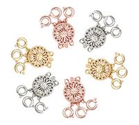 SUNNYCLUE 6Pcs 3 Couleurs Collier Fermoir de Superposition Connecteurs de Fleurs Multibrins Entretoise Fermoirs à Glissière Séparateur en Laiton pour Bracelets Superposés Colliers Empilables Bijoux