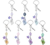 SUNNYCLUE 7 Porte Clés Coquillage 7 Couleurs Breloques Océan en Verre Acrylique Lumineux Conque Tortue Étoile de Mer Animal Fermoirs pour Sacs à Dos Accessoires de Sac à Main Fournitures de Bricolage