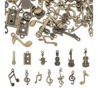 SUNNYCLUE 78Pcs 13 Styles Charmes D'Instrument de Musique Charme de Musique en Vrac Petites Notes de Musique en Bronze Antique Breloques Tibétaines Note Charme pour la Fabrication de Bijoux Charms Por