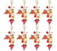 SUNNYCLUE 8 Marque Page de Thanksgiving à Clipser Breloque en Forme de Feuille D'Érable Fermeture Éclair Marque Page Étiquette de Livre Planificateur Breloques pour Carnet de Voyage Marque Pages pour