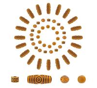 SUNNYCLUE 80 Pcs 4 Styles Perles de Tresse en Bois Imitation Bois Acrylique Dreadlock Colonne de Cheveux Ovale Ronde Grand Trou Perle Entretoises Lâches pour Coiffure Décoration DIY Artisanat