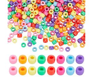 SUNNYCLUE 800 pcs perle Rocaille en Plastique 6 mm Mini Petites Perles de Poney Opaques Colorées Rouge Vert Bleu Rose
