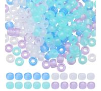 SUNNYCLUE 800 Perles de Poney en Plastique 6x9 mm Qui Brillent dans le Noir - Bleu Violet, Tresse Opaque - Bracelets D'Amitié