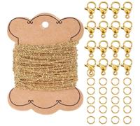 SUNNYCLUE Chaîne à Maillons en Acier Inoxydable de 32.8 pied/10 m 2x1.5mm Chaînes Satellites Rouleau de Câble avec Anneau de Jonction et Fermoirs Mousquetons Kits de Chaînes à Maillons pour la Fabrica