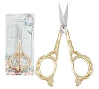 SUNNYCLUE Ciseaux de Couture Vintage Dorés Ciseaux de Broderie de Fleurs en Acier Inoxydable Ciseaux de Couture de Détails Floraux Ciseaux de Lame de Collier Européen Antique pour Couper le Tissu Outi