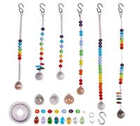 SUNNYCLUE DIY 6 Ensembles Cristal Arc-en-Soleil Suncatcher Comprend Lustre Chakra Suspendu Décoration et Prisme Boule en Cristal Clair pour Photographie Accueil Mariage Enseignement