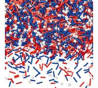 SUNNYCLUE Environ 100g de Paillettes en Vrac pour Gâteaux en Argile Polymère Blanche Rouge Bleue Étoile Tube Petit Cabochon Artificiel Remplissage pour Nail Art Gâteau