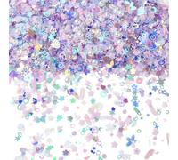 SUNNYCLUE Environ 100g de Tranches de Nail Art en Argile Polymère en Vrac Violet Phosphorescent Perles en PVC Lumineuses Mini Paillettes pour Loisirs Créatifs Décoration Fabrication de Bijoux Fournitu