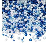 SUNNYCLUE Environ 1500~2000 pièce de Perles de Remplissage Bleues en Plastique Sans Trou Boule Ronde Blanche Petites Bougies de Maquillage Perles Flottantes D'Été pour Nail Art Table Bougies Dispersée