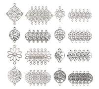 SUNNYCLUE Fleur de Vie Connecteurs pour la Fabrication de Bijoux Fournitures Artisanales Conclusions de Bijoux Accessoire Collier Bracelet, Argent Antique