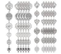 SUNNYCLUE Fleur de Vie Connecteurs pour la Fabrication de Bijoux Fournitures Artisanales Conclusions de Bijoux Accessoire Collier Bracelet, Argent Antique