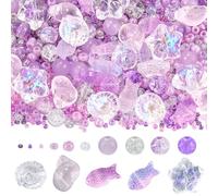 SUNNYCLUE Kit de 3000+ Perles D'Été en Verre - Étoile de Mer, Poisson, Animal de Mer D'Océan avec Perles Rondes Violettes pour Création Hawaïennes