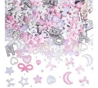 SUNNYCLUE Kit de Breloques pour Coque de Téléphone Breloques en Alliage Initiales Coulissantes en Strass avec Joli Nœud Rose Cœur Lune Cabochon en Résine pour Personnalisation de Coque de Téléphone Ac