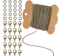SUNNYCLUE Kit de Chaîne de Collier en Rouleau de 32.8mm en Métal Antique Bronze avec Anneaux de Jonction en Laiton et Fermoirs Mousquetons en Alliage pour Bijoux et Bracelets Fournitures de Bricolage