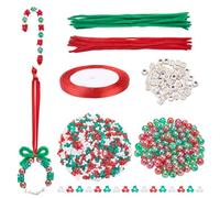 SUNNYCLUE Kit de décoration de Noël 940 pièces - Décorations de Noël rouges vertes et blanches - Tiges chenille - Nettoyeurs de tuyaux - Trois perles en acrylique pour sapin de Noël à suspendre -