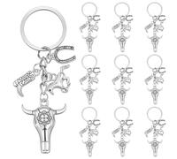 SUNNYCLUE Lot de 1 Porte Clés Cowboy en Alliage Argent Antique Style Western avec Sabots de Cheval et Bottes Idéal pour Les Fêtes Western Les Mariages et Autres Occasions Spéciales Convient aux Homm