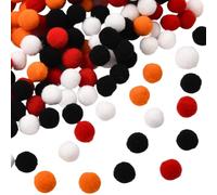 SUNNYCLUE Lot de 10 Pompons d'halloween en Polyester de 400mm Petits Pompons en Vrac Rouge Orange Foncé Noir Doux Pelucheux pour Loisirs Créatifs pour Femmes Adultes Chapeaux Décorations Cadeaux de F