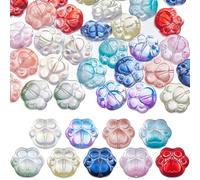 SUNNYCLUE Lot de 54 perles en verre avec motif empreintes de pattes de chat coloré Makaron - 9 couleurs - Mini perles d'espacement transparentes en vrac pour la fabrication de bijoux, bracelets,