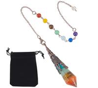SUNNYCLUE Pendule de Chakra en Vrac Cristal de Radiesthésie Guérison Divination Hexagonale Pointue 7 pierres de Chakra Énergie Naturelle Reiki Breloques pour Guérison Reiki Grille de Cristal Collier C