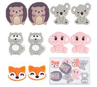 SUNNYCLUE Perles de Silicone en Animaux Silicone 32mm Perle Tête D'Animal Raton Laveur Éléphant Épais Chunky Spacer Perles Lâches pour la Fabrication de Bijoux Lanière Porte-Clés Collier Bracelet