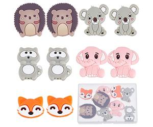 SUNNYCLUE Perles de Silicone en Animaux Silicone 32mm Perle Tête D'Animal Raton Laveur Éléphant Épais Chunky Spacer Perles Lâches pour la Fabrication de Bijoux Lanière Porte-Clés Collier Bracelet