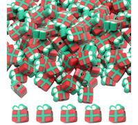 SUNNYCLUE Perles en Argile Polymère de Noël Perles en Argile de Vacances Petites Jolies Boîtes Cadeaux de Noël à Faire Soi Même Vert Citron Rouge Perles D'Espacement en Vrac pour la Fabrication de Bij
