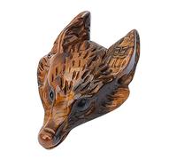 SUNNYCLUE Tête de Loup Charmes Oeil de Tigre Naturel Pierre Pendentifs Loups Statue Sculpté à la Main de Pierres Précieuses Figurine Cristaux de Poche avec Trou pour Colliers DIY Bijoux