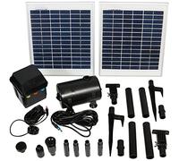 Sunnydaze Kit de pompe solaire d'extérieur et fontaine avec batterie et lumière LED, 396 GPH, levage de 305 cm