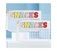 Sunnydeer Lot de 2 trousses de maquillage transparentes pour voyage, stade, sac de maquillage, sac à goûter, sac de plage transparent, blanc, One Size