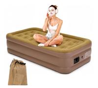 SUNNYFEEL Matelas gonflable double avec pompe intégrée, matelas gonflable surélevé durable de 45,7 cm avec sac de rangement, gonflage rapide en 3 minutes pour tente, camping, chambre d'amis, bureau