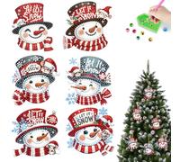 SunnyHenry 5/6/8PCS Pendentif de Décoration Suspendue de d'arbre de Noël, Bricolage Diamond Painting Ornement à Suspendre pour Sapin de Noel, Décoration de Noel pour Sapin (6PCS Bonhomme de Neige)