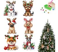 SunnyHenry 5/6/8PCS Pendentif de Décoration Suspendue de d'arbre de Noël, Bricolage Diamond Painting Ornement à Suspendre pour Sapin de Noel, Décoration de Noel pour Sapin (6PCS Chien)