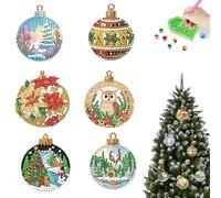 SunnyHenry 5/6/8PCS Pendentif de Décoration Suspendue de d'arbre de Noël, Bricolage Diamond Painting Ornement à Suspendre pour Sapin de Noel, Décoration de Noel pour Sapin (6PCS Boule de Noël)