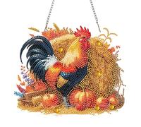 SunnyHenry Diamond Painting Couronne Halloween, DIY Peinture Diamant Ornement à Suspendre, Couronne de Porte Halloween Unilatérale avec Citrouille et Crâne, Decoration Halloween (E)