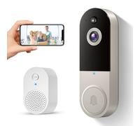 SUNNYJANE Caméra de sonnette vidéo sans fil 1080p, détection humaine intelligente, vision nocturne, audio bidirectionnel, alimentation par batterie, stockage dans le cloud, Wi-Fi 2,4 G, surveillance