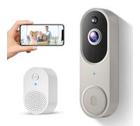 SUNNYJANE Sonnette vidéo intelligente 1080p sans fil, détection de mouvement humain et alertes instantanées, vision nocturne, audio bidirectionnel, batterie rechargeable, stockage dans le cloud