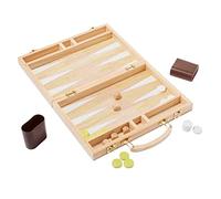 SunnyLIFE Backgammon en Bois, Multicolore - Comprend 32 jetons et 5 des - Jeu de societe Strategie pour Adulte - 1 joueur