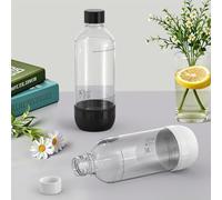 SunnyOcean Lot de 2 bouteilles de soda - 1 l - Sans BPA - Sans PET - Noir et blanc - Réutilisables - Compatibles avec les machines à soda et les machines à gazéifier