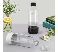 SunnyOcean Lot de 2 bouteilles de soda de 1 l - Sans BPA - En PET - Réutilisables - 1 noir et 1 blanc - Compatibles avec les machines à soda et les machines à gazéifier