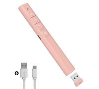 SunnyOcean Telecommande Ordinateur Powerpoint Rechargeable, Télécommande Powerpoint Pointeur sans Fil, 2.4GHz Hyperlien et Contrôle du Volume pour PC Mac Portable (Rose)