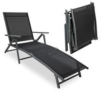 sunnypillow Chaise Longue Pliable - Capacité de Charge 150 kg - Transat de Jardin en Aluminium pour Jardin, Balcon, Terrasse - Bain de Soleil avec Dossier Réglable en 8 Positions et Accoudoirs - Gris