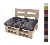 sunnypillow Coussin Assise pour Palette Euro Canapé Jardin Salon - Extérieur - Siège 120 x 60 cm - Gros Coussins Mobilier Jardin Banquette - Différentes Tailles et Couleurs à Choisir - Anthracyt