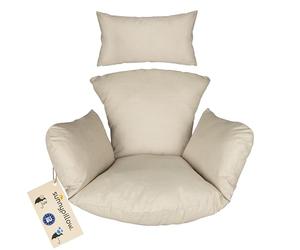 sunnypillow Coussin pour Fauteuil Suspendu - Coussin d’Assise pour Transat, Chaise Oeuf, Fauteuil Balancoire - Extérieur, Résistant aux UV, Imperméable - Housses pour Mobilier de Jardin - Ecru