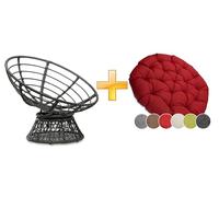 sunnypillow Fauteuil Papasan Pivotant 360°, Intérieur & Extérieur - Rouge | Grand Confort avec Coussin Épais Ø 120 cm - Rotin Hydrofuge & Résistant UV - Fauteuil Rond pour Jardin, Terrasse, Balcon