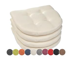 sunnypillow Lot de 4 Coussins de Chaise de Salle à Manger | 40x40 cm épaisseur : 5 cm - Confortables | Galette de Chaise Maison et Jardin, extérieur/intérieur Coussin décoratif | Ecru