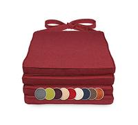 sunnypillow Lot de 4 coussins, pour chaise en rotin, 40 x 45 x 5 cm, rembourrés, avec rubans, pour l'intérieur et l'extérieur, rouges