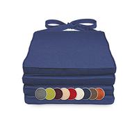sunnypillow Lot de 4 Coussins, pour Chaise en rotin, Bleus | 40 x 45 x 5 cm, rembourrés, avec rubans, pour l'intérieur et l'extérieur