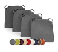 sunnypillow Lot de 4 galettes de Chaise en Forme de trapèze - Anthracyt | Assise Confortable avec Bande de Velcros Intérieure extérieure Dimensions: 42 (arrière) 35 (derrière) x 40 x 5 cm