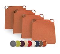 sunnypillow Lot de 4 galettes de Chaise en Forme de trapèze Assise Confortable avec Bande de Velcros Intérieure extérieure Dimensions: 42 (arrière) 35 (derrière) x 40 x 5 cm Orange